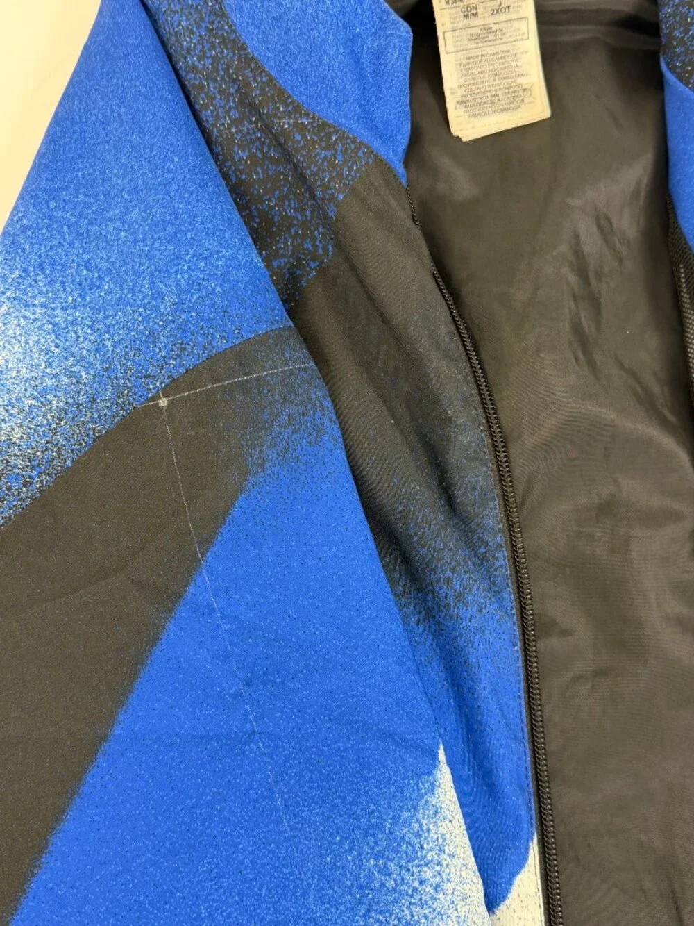 adidas Men’s M Blue Black Abstract Print Full Zip Track Jacket Logo